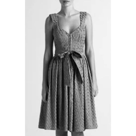 Nanette Lepore Dresses & Skirts - Nanette Lepore Black Bustier Eyelet Lace Dress Women's Size 10 Black Midi A-Line